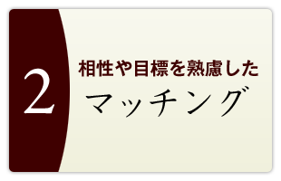 相性や目標を熟慮したマッチング