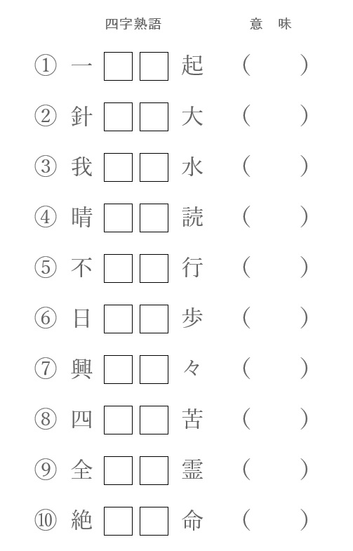 よく出る国語の問題 四字熟語編 中学受験ママのお悩みあれこれ プロ家庭教師の総合進学セミナー