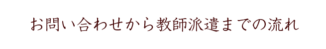 お問い合わせから教師派遣までの流れ